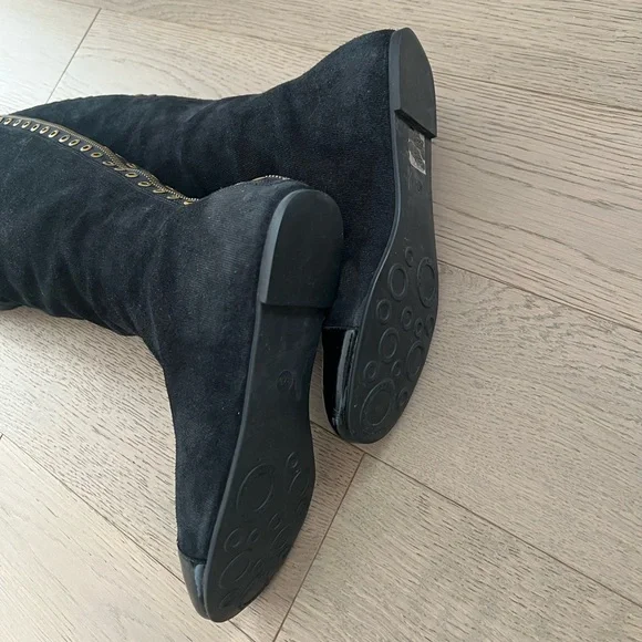 Marc by Marc Jacobs Black Over-the-Knee Suede Boots with Patent Toe Cap Sz 37.5 - Picture 16 of 17